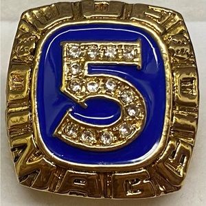 Joe Dimaggio #5 Custom ring with cz Diamonds and his "YANKEE CLIPPER" and stats.